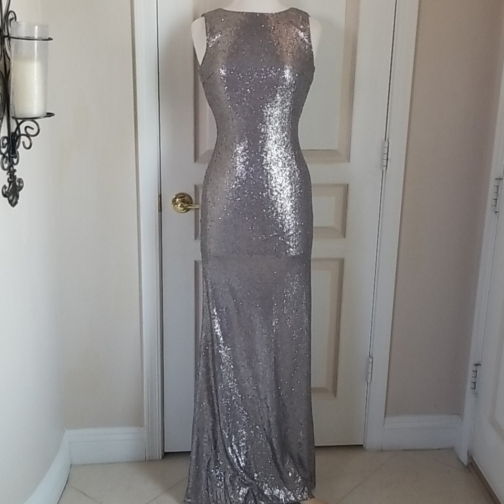 Lulus Silver Sequin Maxi Dress